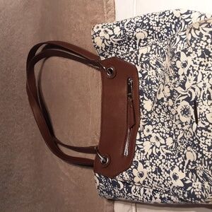 Chaps blue and white floral handbag